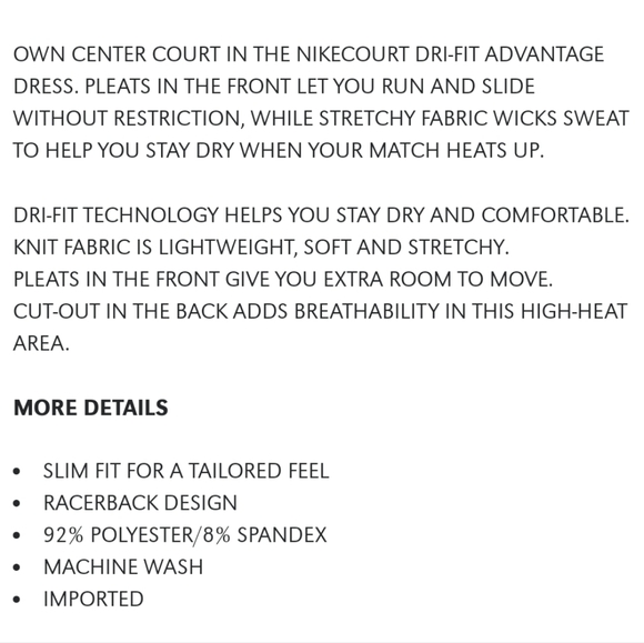 NWT Women's Nike Court Dri-fit Advantage Tennis Dress Plus Size - Picture 13 of 14